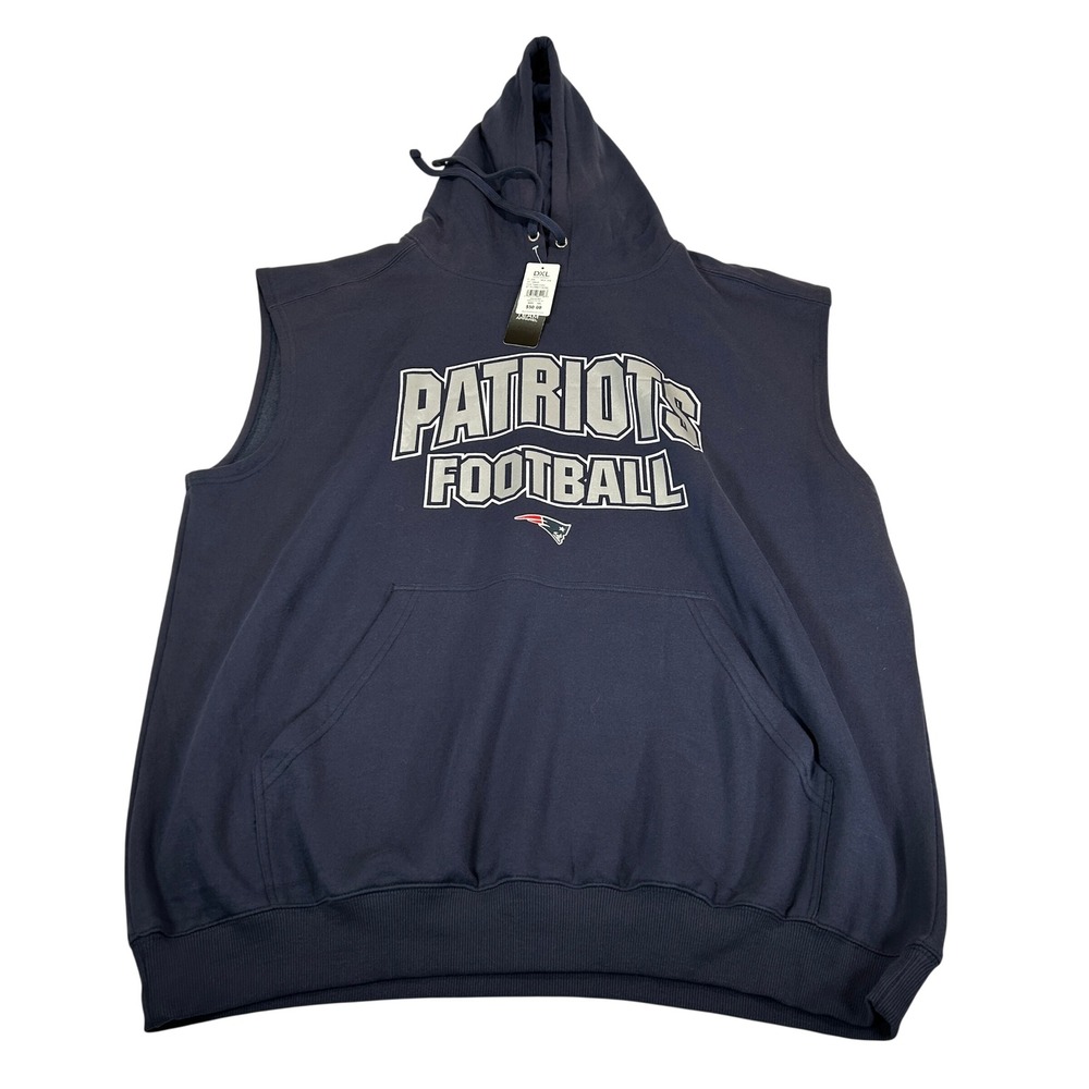 NFL Team Apparel New England Patriots Sleeveless Hoodie Navy Blue Mens 3XL NWT